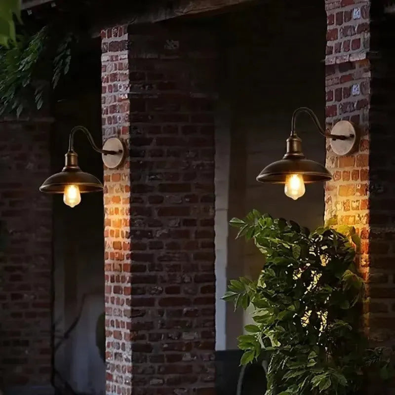 Retro style outdoor wall lamp for villa courtyards in silver or copper finish
