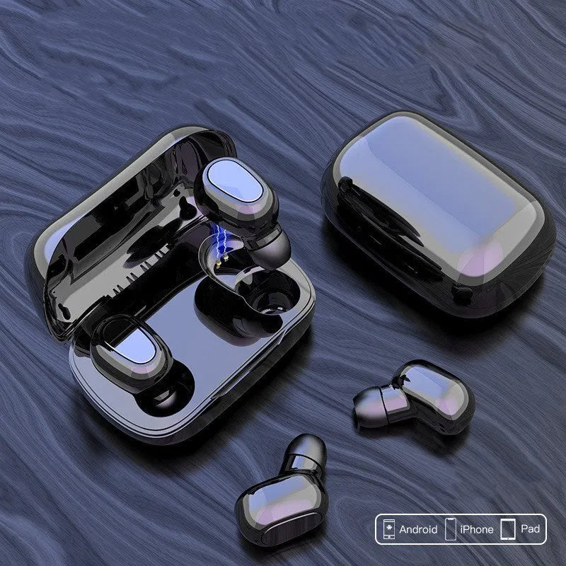 TWS bluetooth headset with charging case in black colour