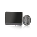 5-inch WiFi smart electronic peephole with black housing, LCD screen, and doorbell button for home security