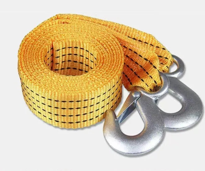 CARLIFE CL-D9002 yellow nylon tow rope with 3-ton capacity and eagle grappling hook for trailer use