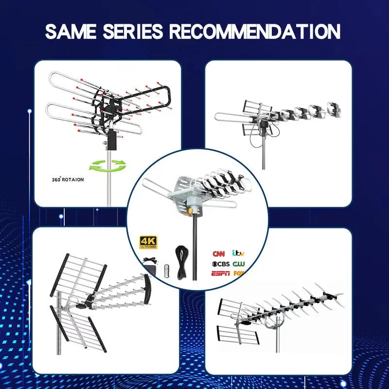 GR-1002 rotatable outdoor digital television antenna with high 28-36 dB gain for improved TV signal reception