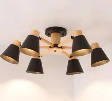 Nordic ironwood macaron ceiling lamp cluster in chosen colour and head count