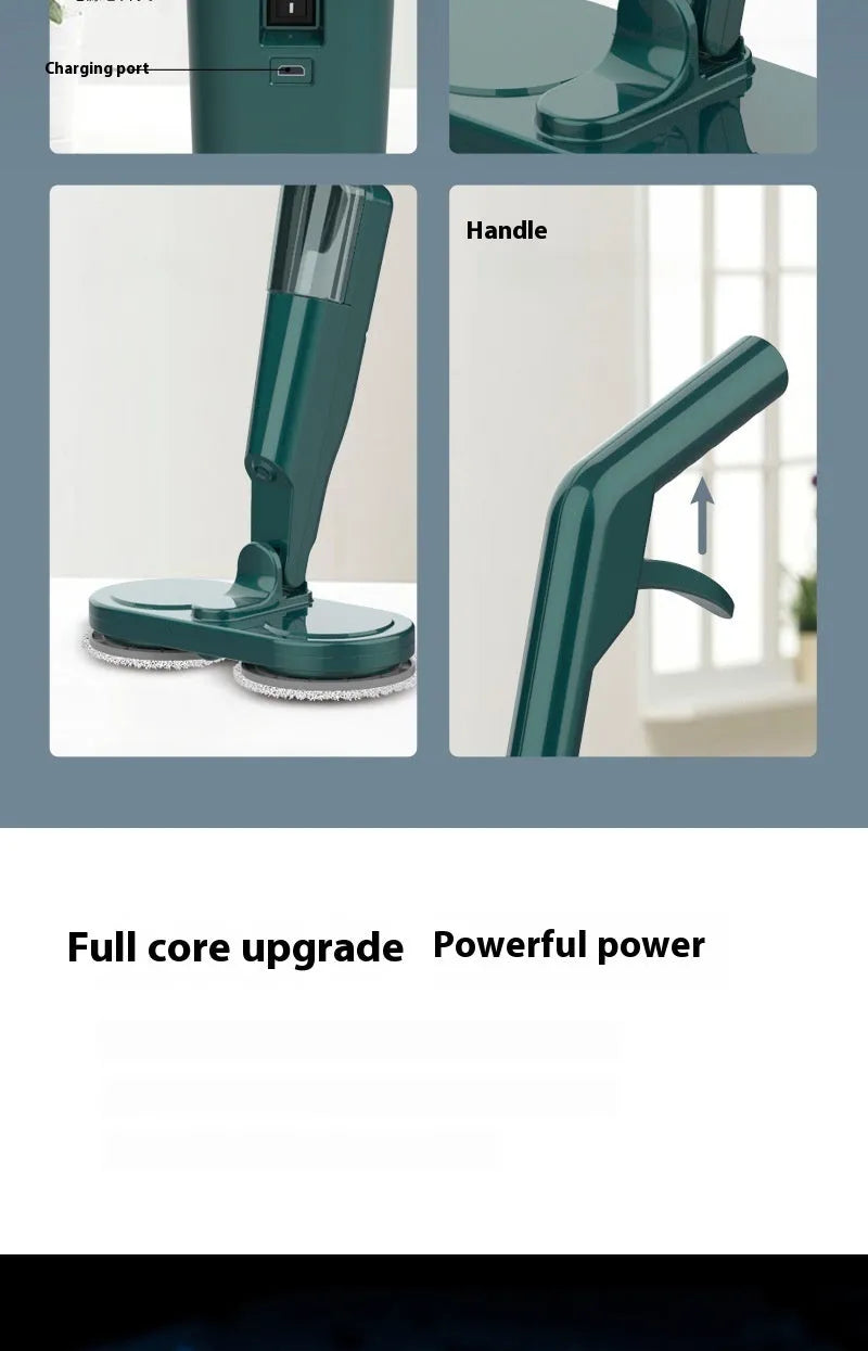 Wireless floor cleaning robot in S5 Green colour showing sweeping brushes and mopping pad attachment