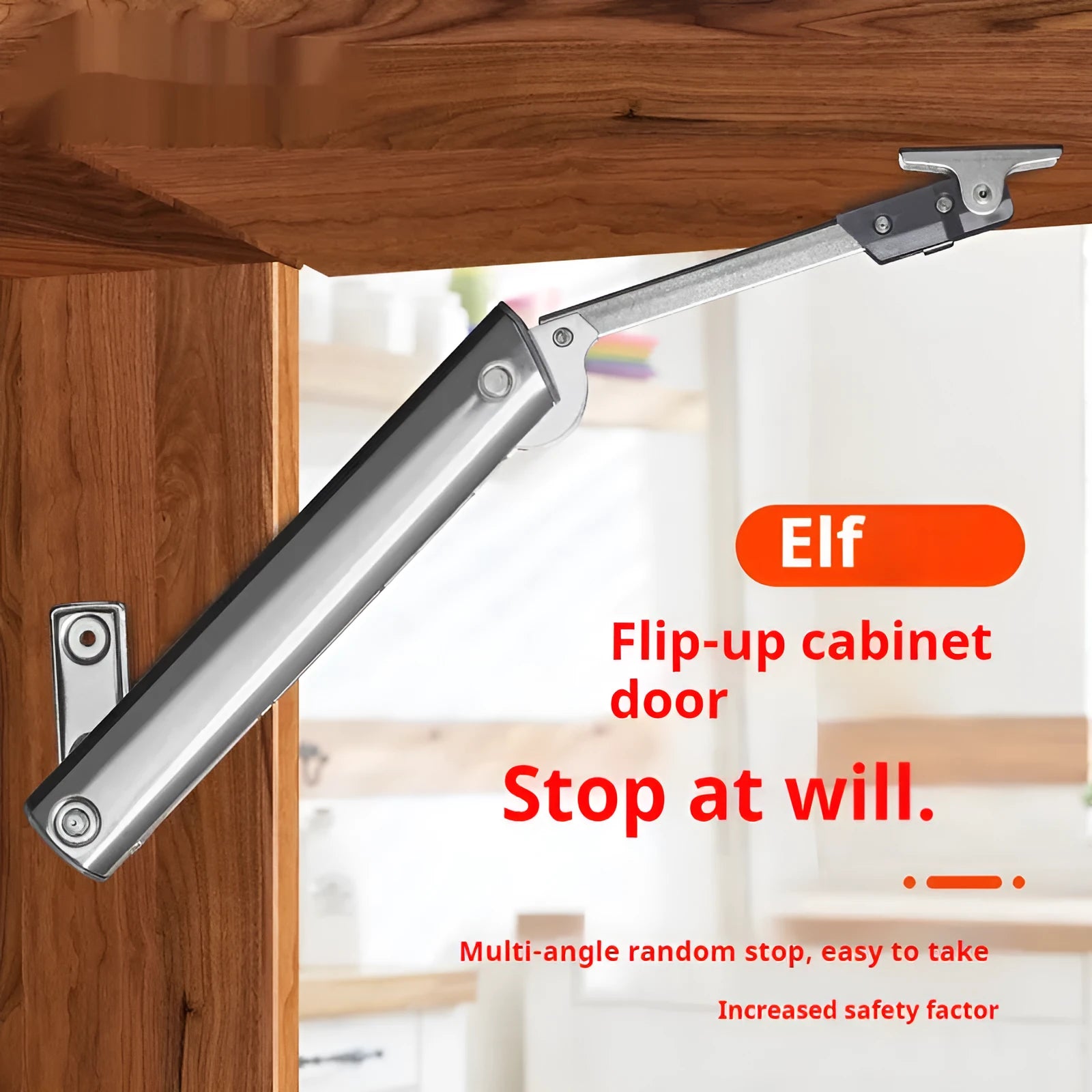 Cold rolled steel CRS tatami cabinet support rod with elf flap-up door mechanism