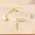 925 silver pearl snake zodiac bracelet in New Chinese style with electroplated gold or white gold finish