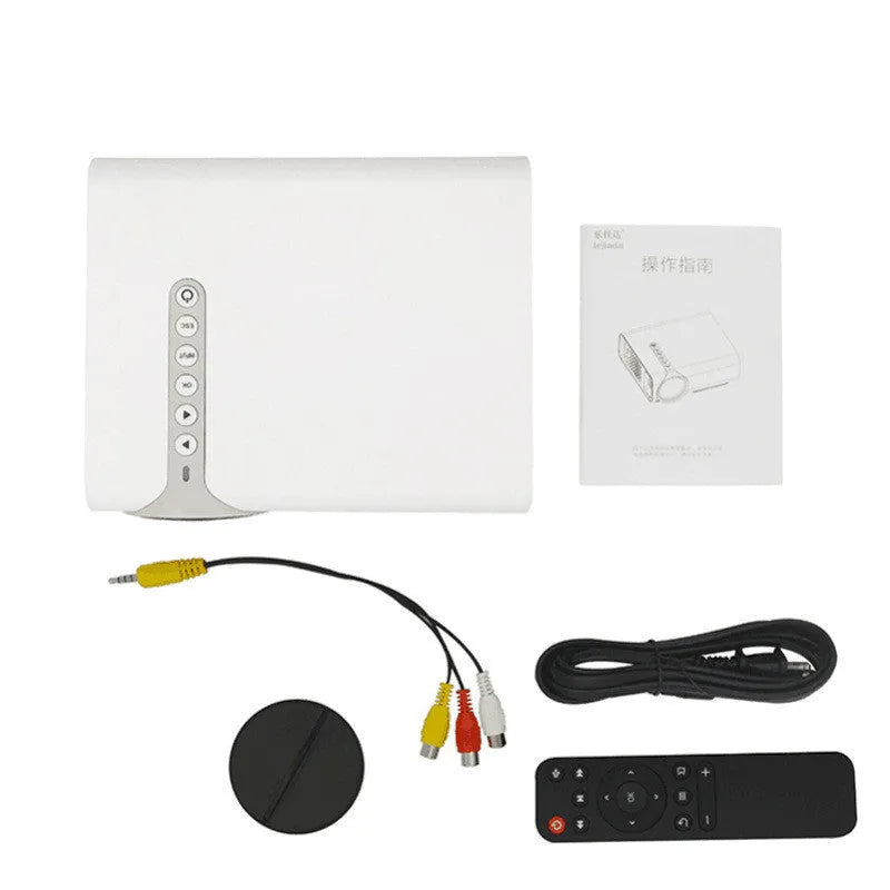 YG530 mini mobile phone projector in black or white with wireless connectivity for smartphones