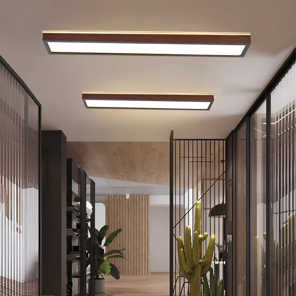 Solid wood long ceiling lamp for balcony, New Chinese style, 220V, white light option