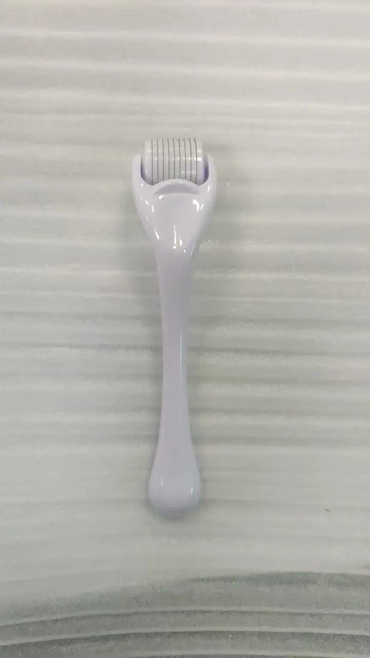 540 needle derma roller with black handle and coloured wheel, showing 0.25mm 0.3mm size options for micro-needling.