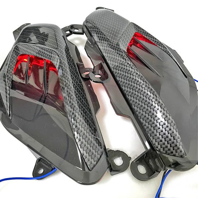 Yamaha NMAX scooter side lamp LED replacement kit with carbon fibre decoration