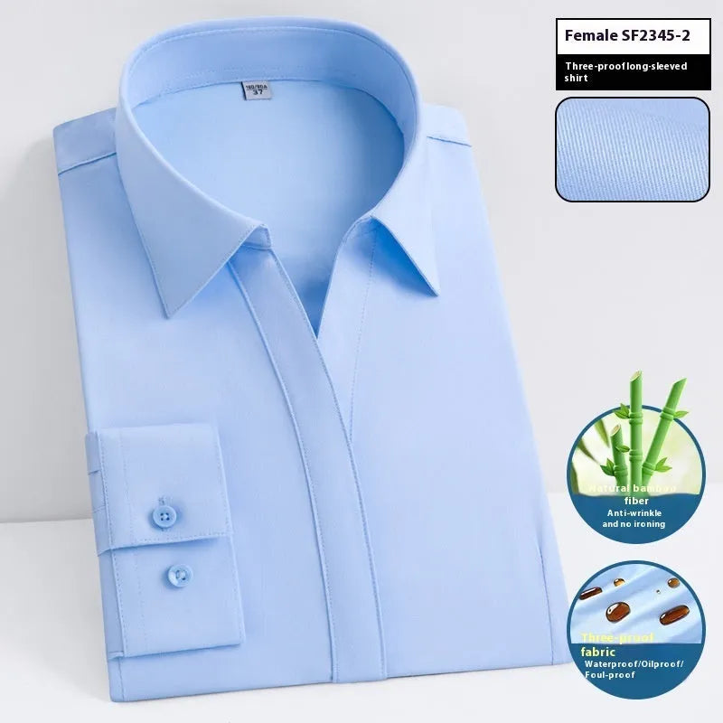 Men's slim fit waterproof bamboo business shirt with square collar in solid colour