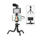 Black flexible octopus tripod with fill light and microphone for live broadcasting