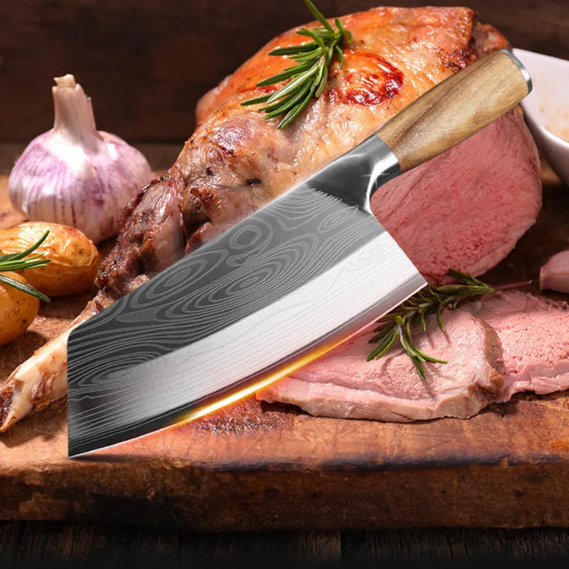 Stainless steel kitchen knife with a 320mm long blade made from 40cr13 steel