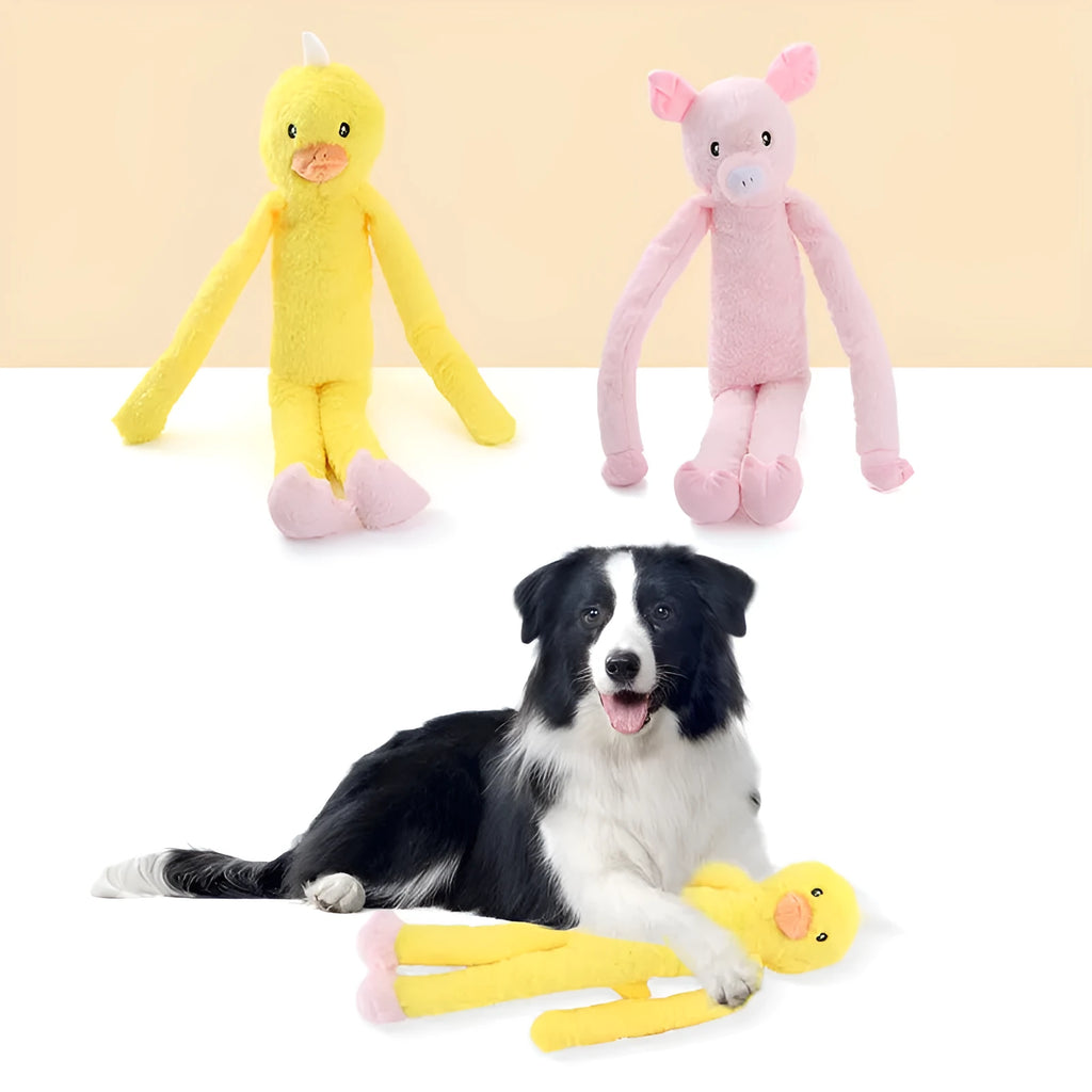 Pink plush dog toy with rattle paper for large dogs Golden Retriever size 20 cm