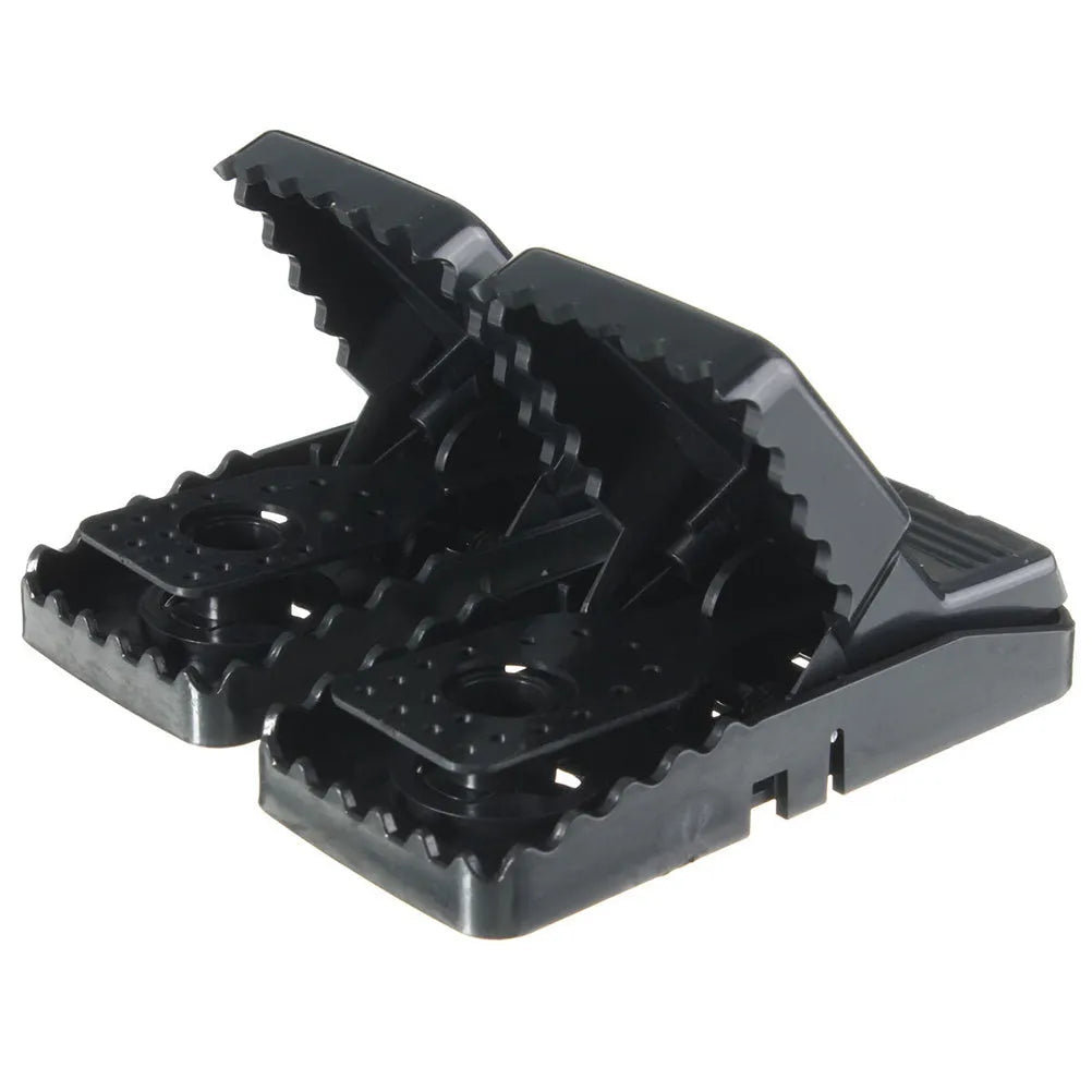Six black snapping mousetraps made of PC+ABS alloy plastic for rodent control