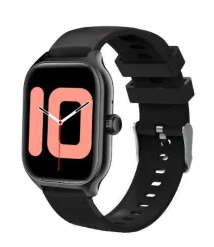 Bluetooth smart watch with touch screen in gold or silver with silicone strap showing health monitoring functions