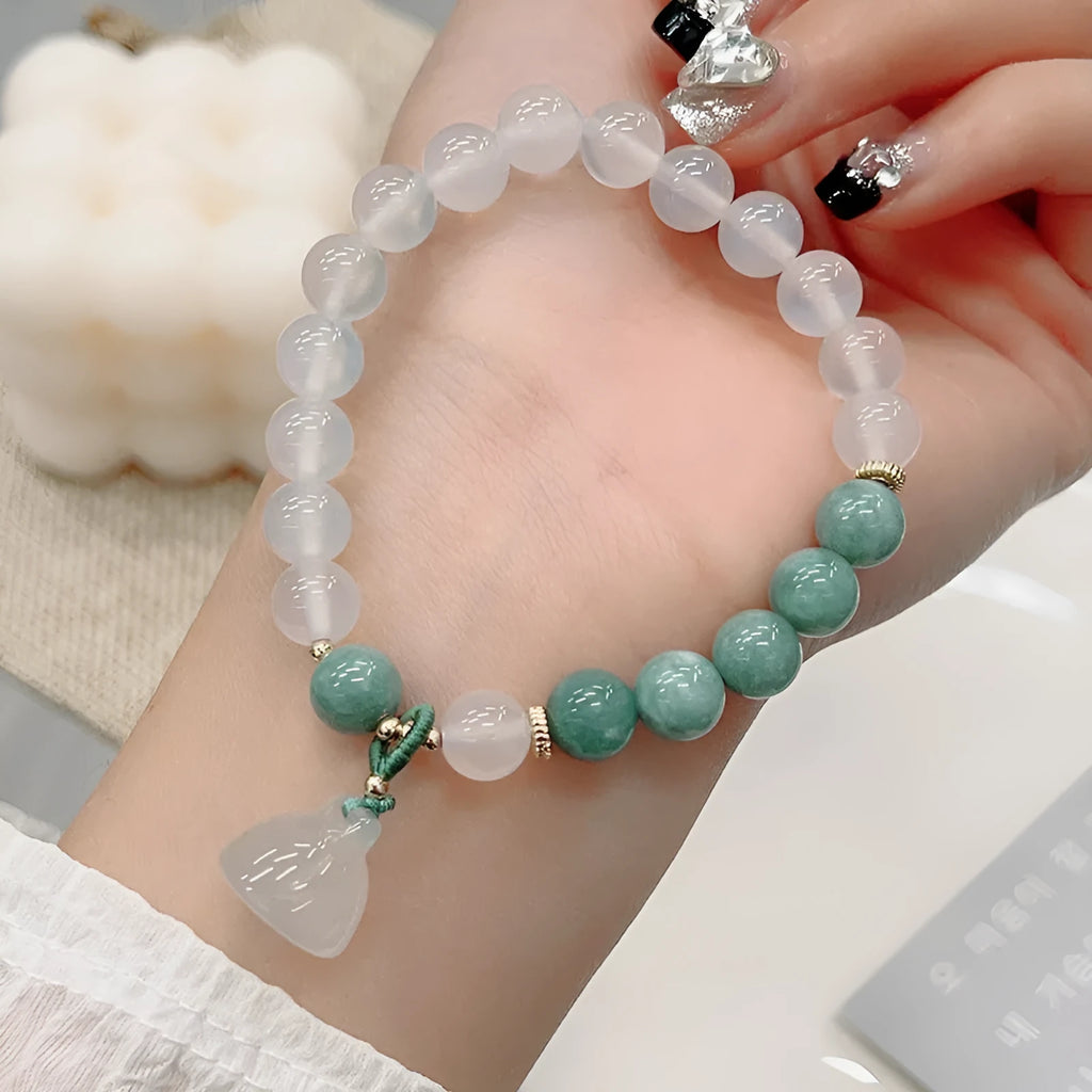 Women's retro Chinese style agate lotus seedpod bracelet natural stone handmade jewellery