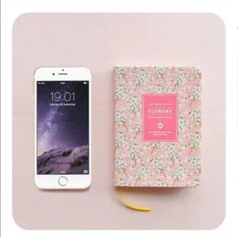 Bo Shide floral notepad with green fabric imitation leather cover and wireless binding