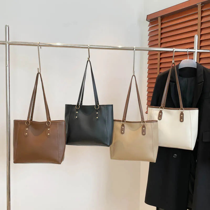 Korean style horizontal square underarm bag in soft PU material with sandwich pocket design