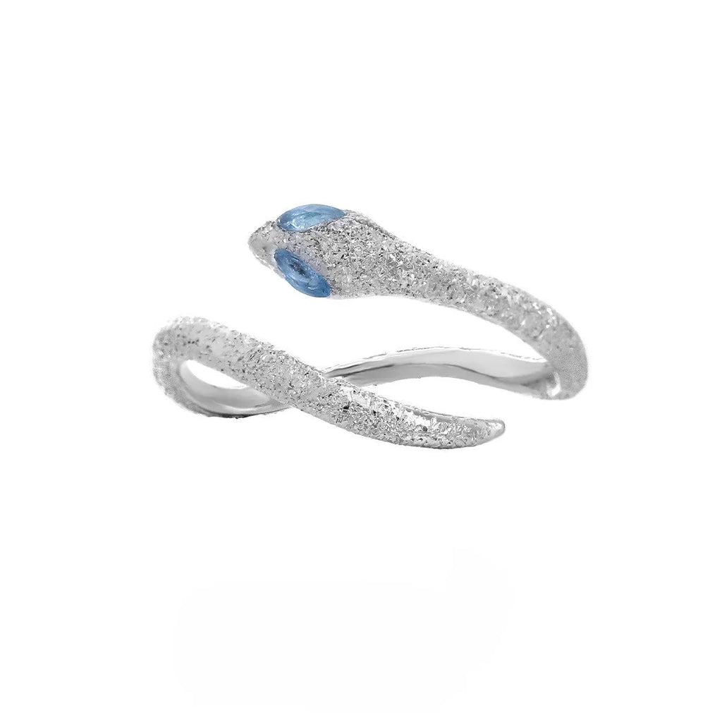 Women's adjustable silver snake zodiac ring with platinum-colour finish