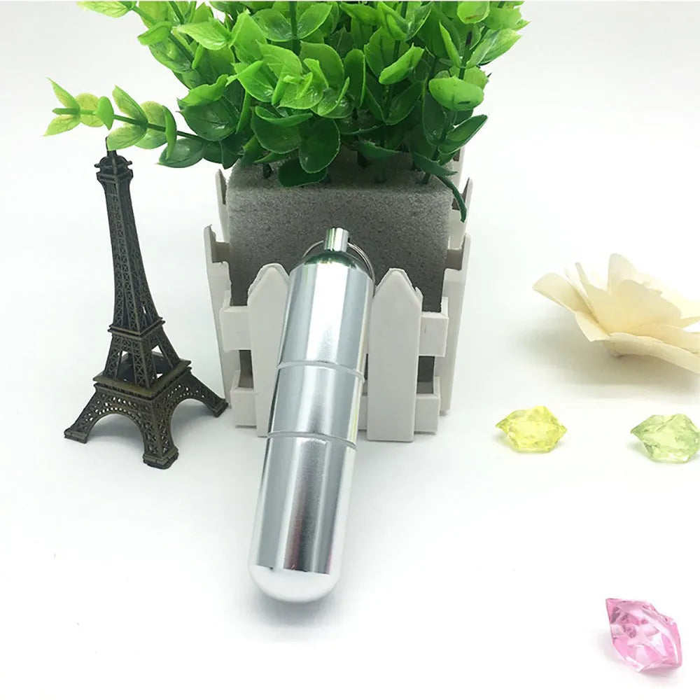 Portable waterproof sealed aluminium alloy medicine box in silver 87mm size with lid closed