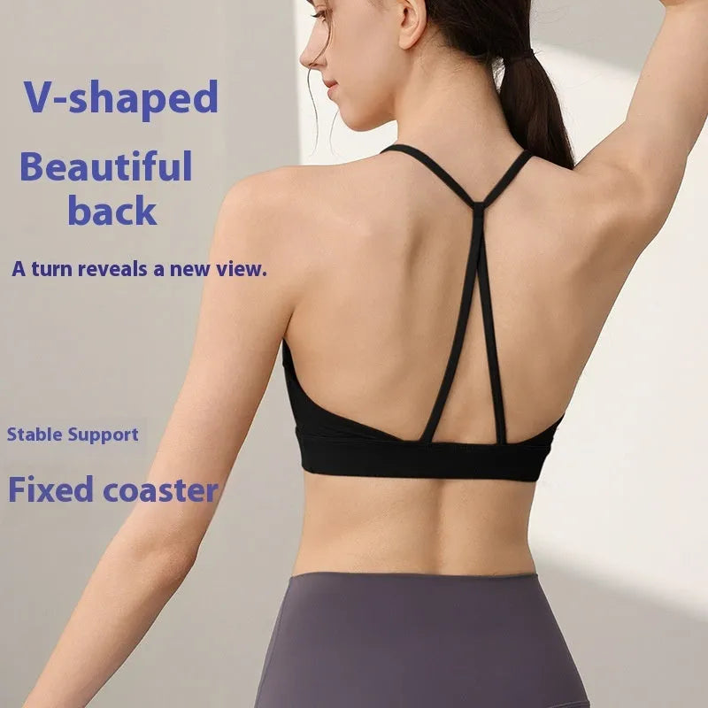Women's nylon sports vest with fixed double shoulder straps in various colours
