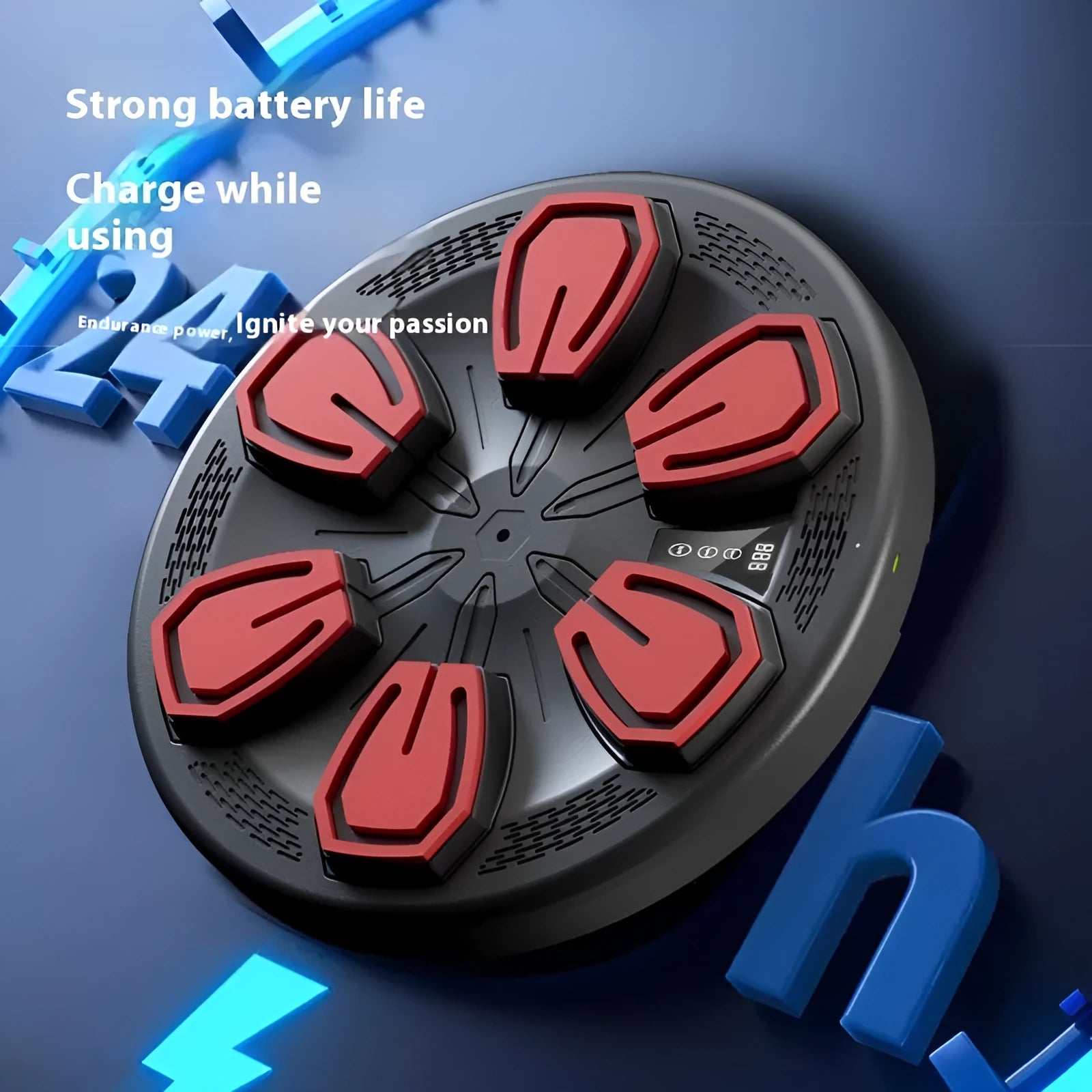 Black music boxing machine wall target with electronic sensors for home fitness training, hanging style with USB charging