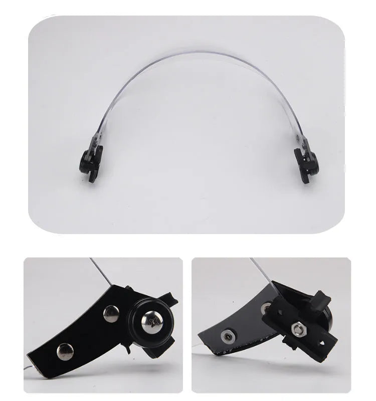 Transparent PC helmet face mask with guide rail mount 30x15cm semi-rimless design
