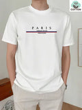Men's loose fit short-sleeved T-shirt with letter printing in pure cotton fabric
