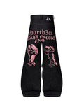 Black temperature-sensitive colour-changing embroidered red ear wide leg jeans in cotton denim