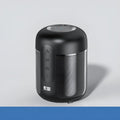 Black portable Bluetooth speaker measuring 72mm by 99mm with 30W output power and 1500mAh battery