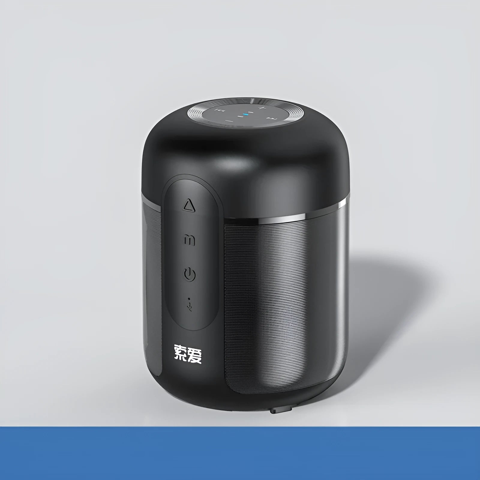 Black portable Bluetooth speaker measuring 72mm by 99mm with 30W output power and 1500mAh battery