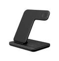 Three-in-one wireless charger stand 15W for phone watch headset in black on desktop