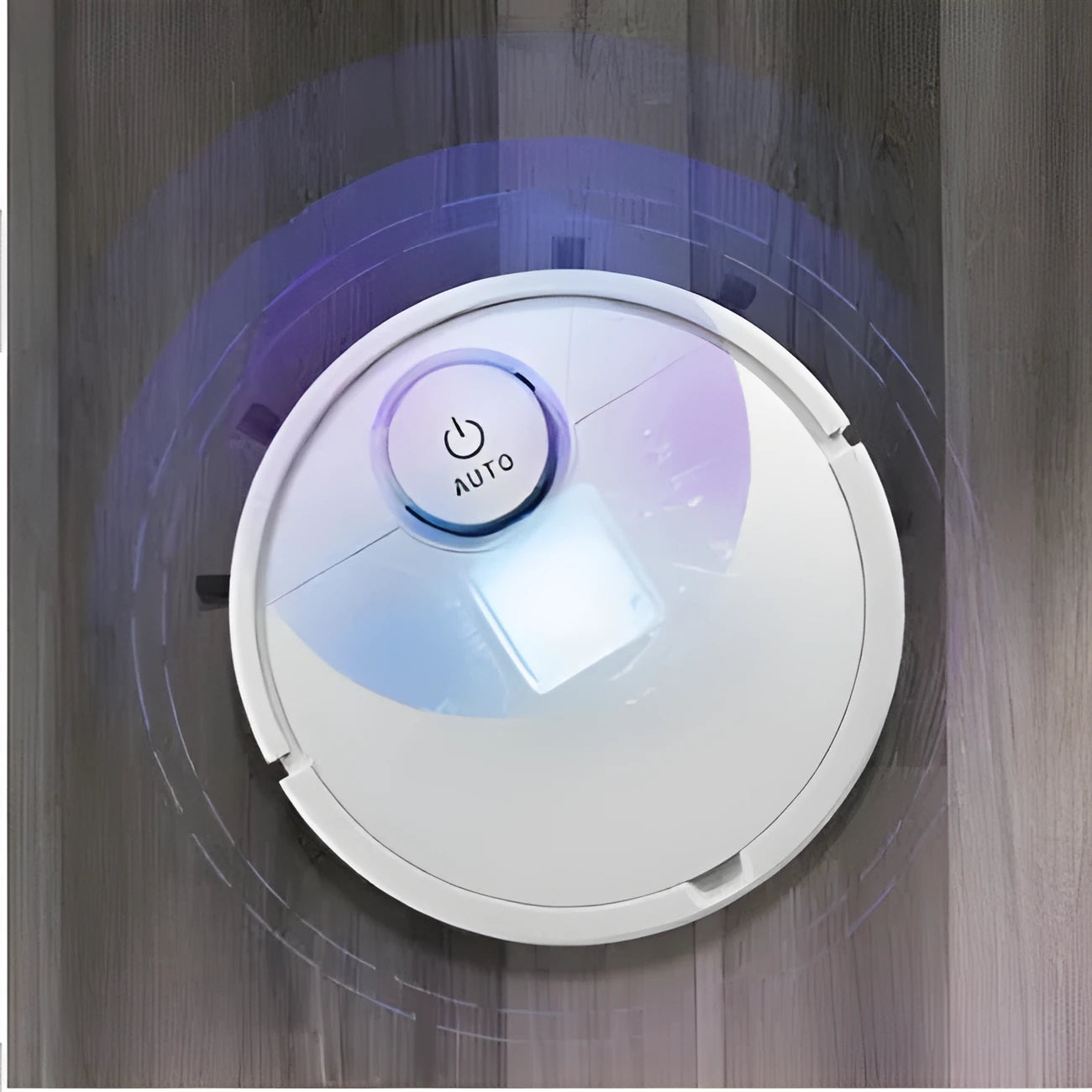 Compact round automatic sweeping robot cleaner on hard floor