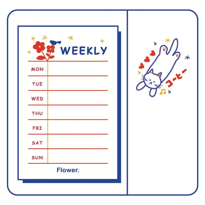 Daily series countdown notes notepad with 50 pages, 65x100mm, in cherry flower week cloud ice cream wish designs