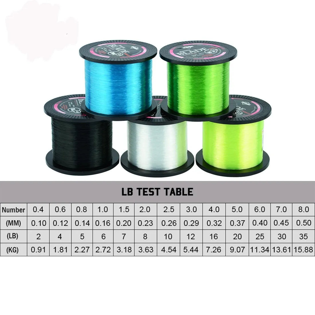 Seaknight 1000 M fishing line spool in selected colour showing nylon monofilament