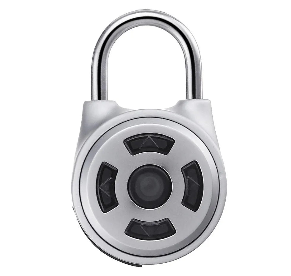 Silver smart padlock with Bluetooth and direction button password lock for luggage and lockers