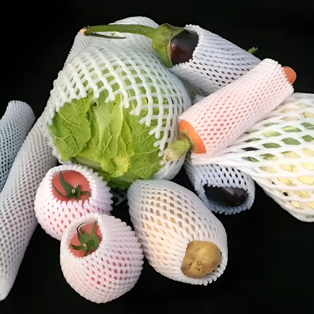 White foam fruit net protective cover for produce cushioning and shockproof packaging
