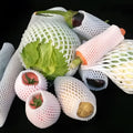 White foam fruit net protective cover for produce cushioning and shockproof packaging