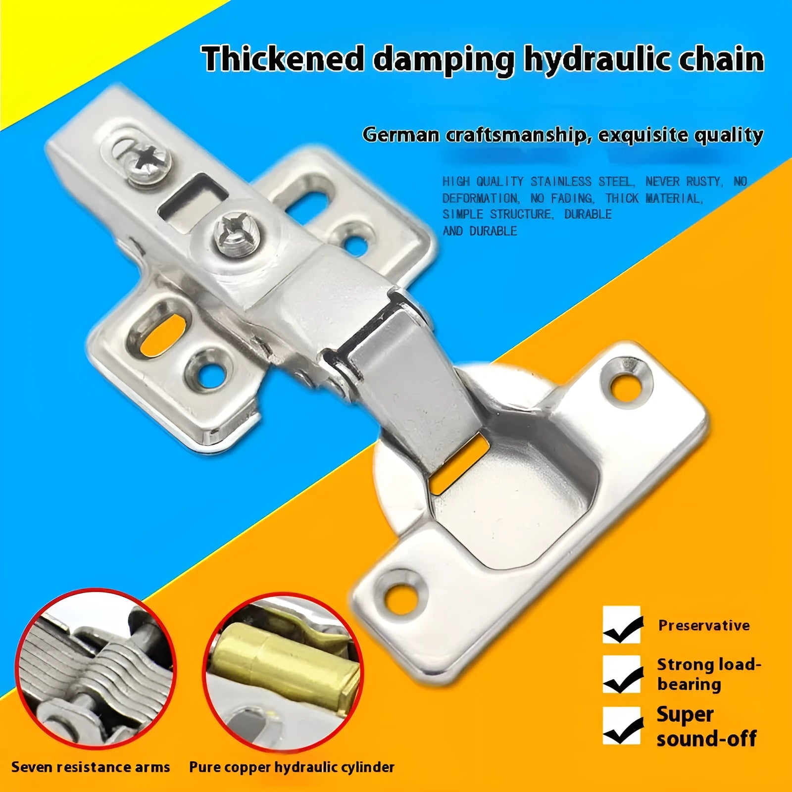 761 cold rolled steel hydraulic hinge with nickel plating and thickened damping cushion