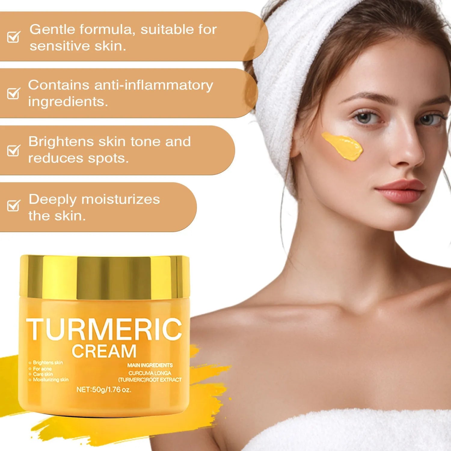 Brightening skin colour hydrating nourishing moisturising cream in 50g compact jar, 53mm wide