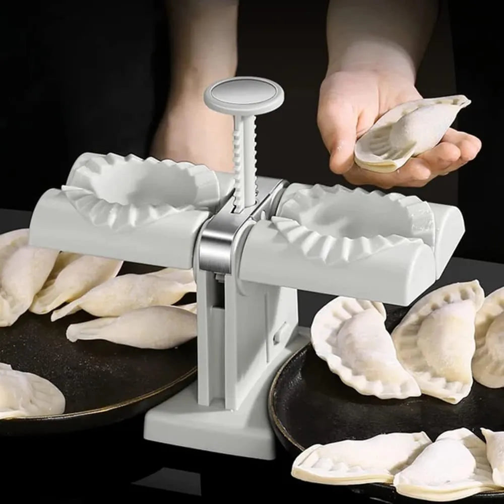 White double head dumpling mould with 304+PP construction and anti-slip base