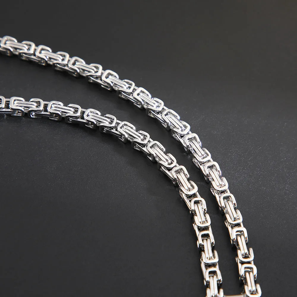 Men's titanium steel water ripple pendant necklace in black, gold, silver on Emperor Chain
