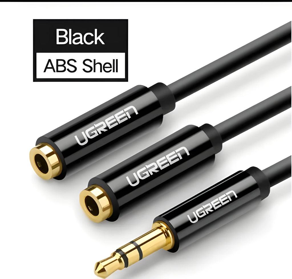 0.2 metre earphone replacement cable with 3.5mm gold-plated connectors in black, grey or white colours