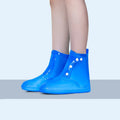 Women's white high-top PVC reusable waterproof shoe cover with anti-skid sole