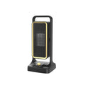 Black PTC ceramic desktop air heater with knob controls showing compact design
