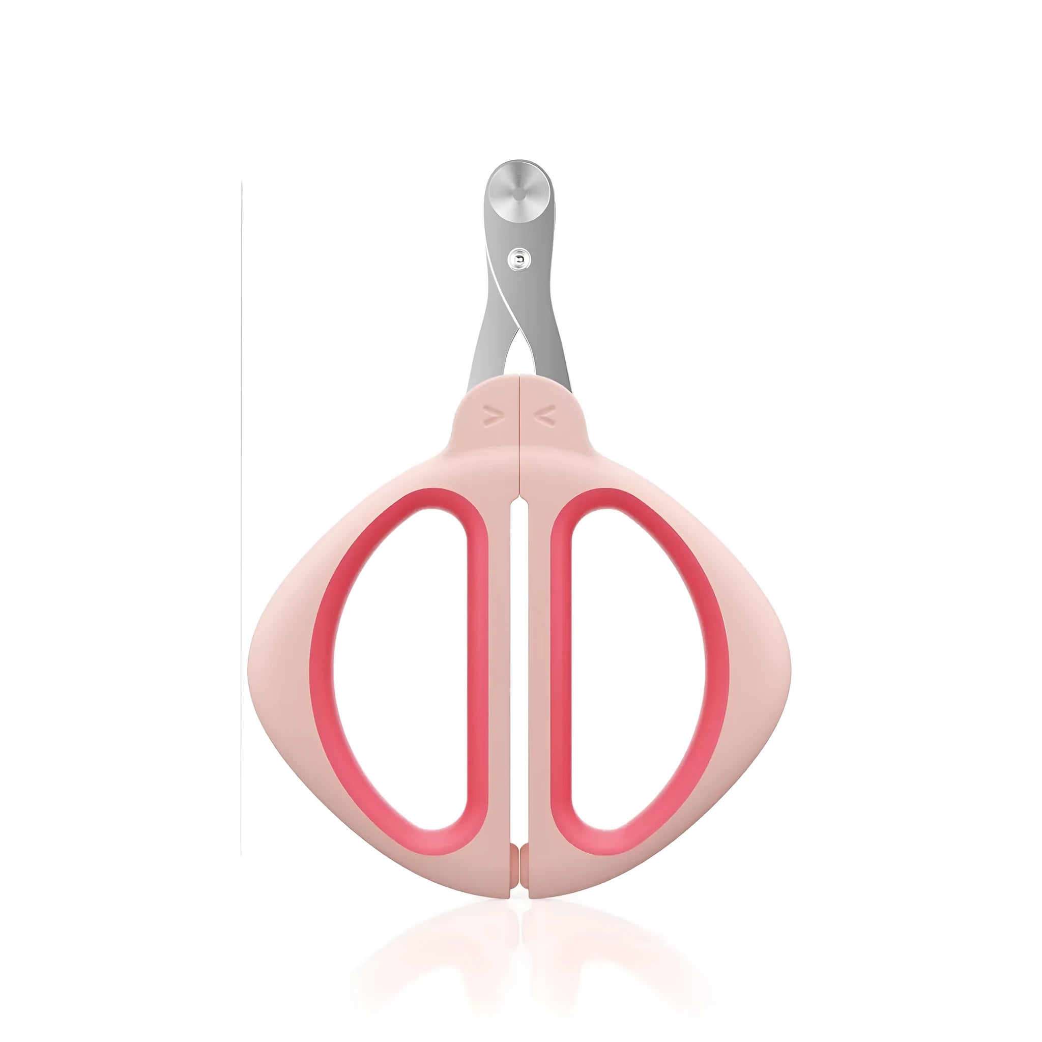 Blue pet nail clipper with a round guide hole and non-slip handle