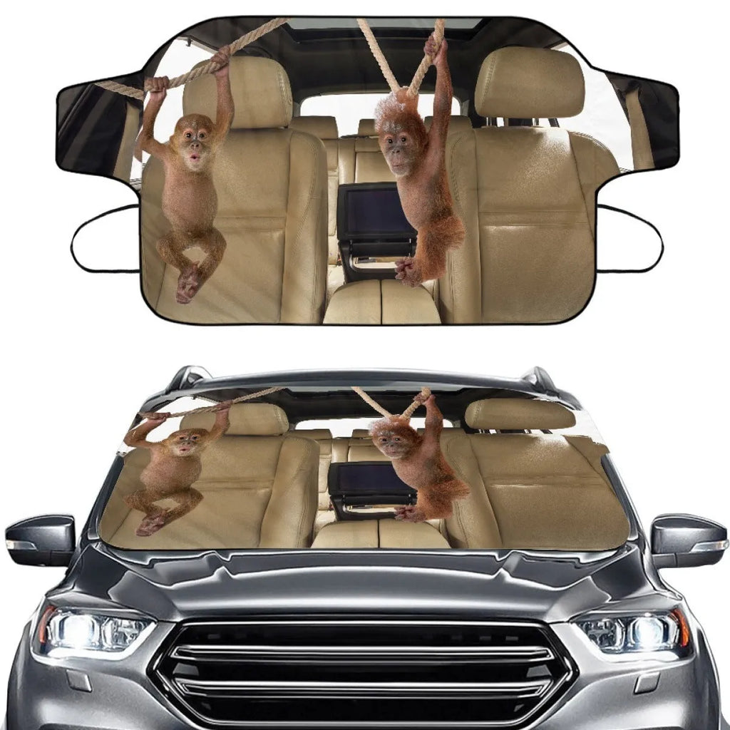 Car snow protection front gear cover made of aluminium film foam polyester fabric with lanyard installation system