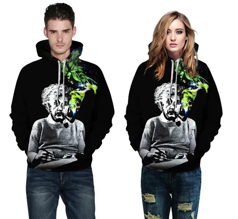 Genius Hoodie in black cotton-polyester blend, pullover style, front view.