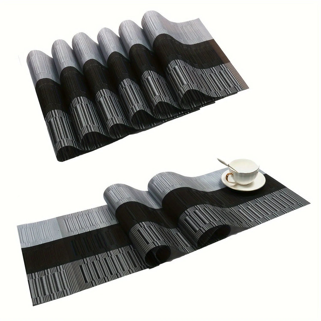 Modern PVC kitchen sink placemat in gradient bamboo black colour, shown on a countertop.