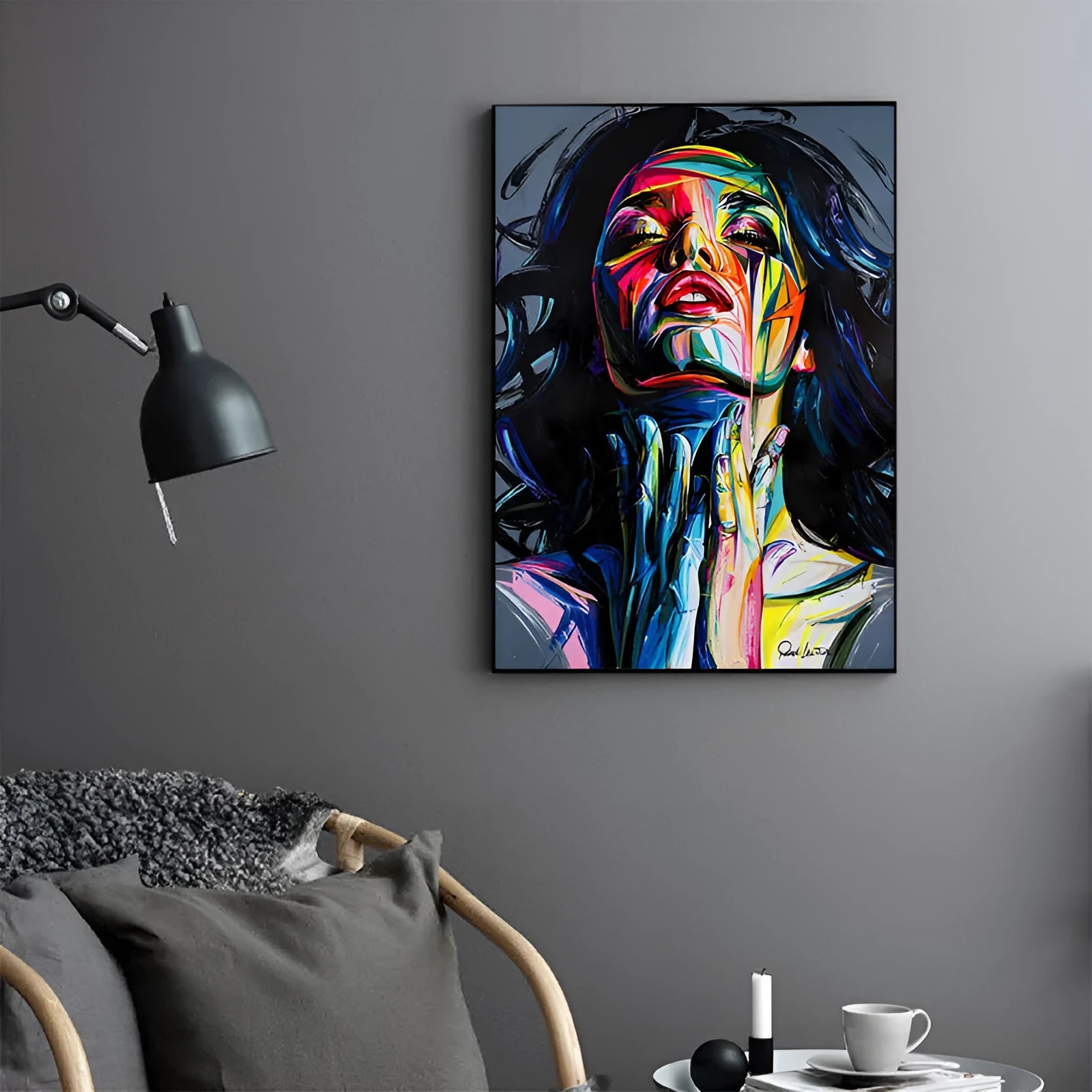 Smokey Girl black personal portrait computer inkjet painting on non-woven material